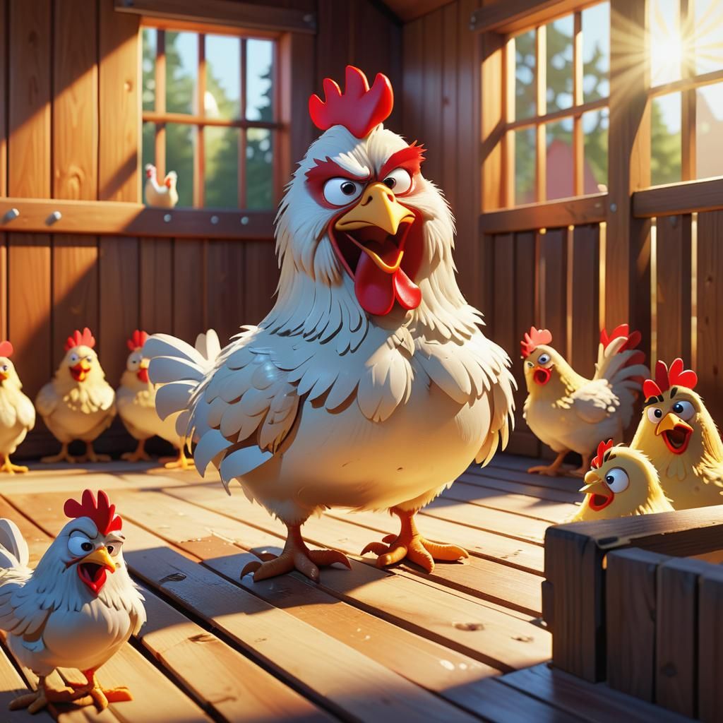 Grumpy Chicken Declares Sensibility: Pixar-Style 3D Animatio...