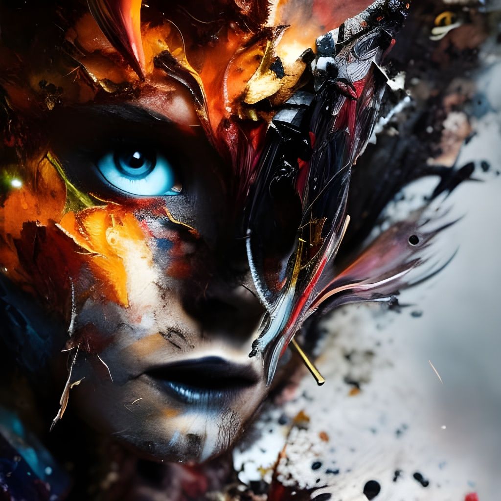 Fiery Flaming Sword Mixed-Media Painting