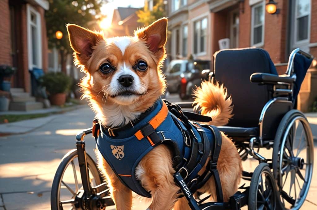 Resilient Dog in Wheelchair: A Digital Painting