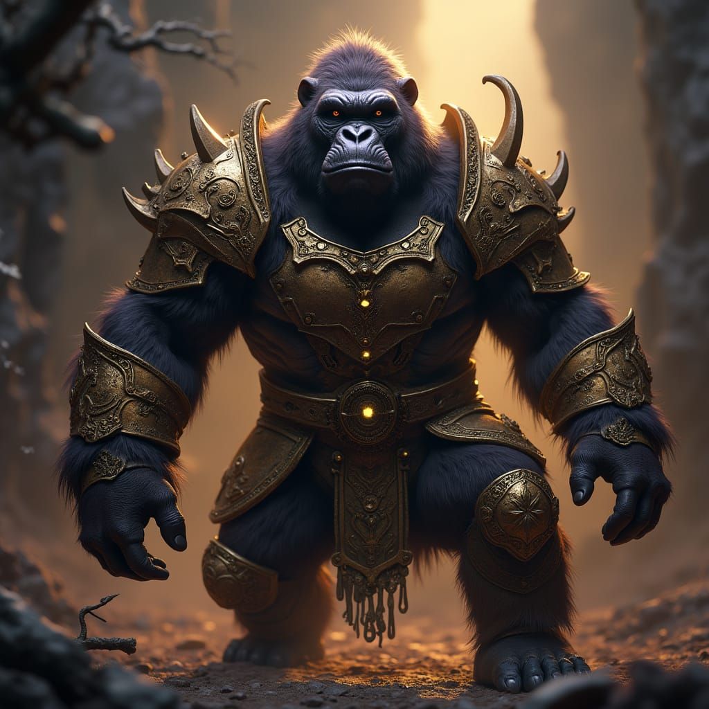 Elder Scrolls Warrior Gorilla in Ornate Baroque Armor