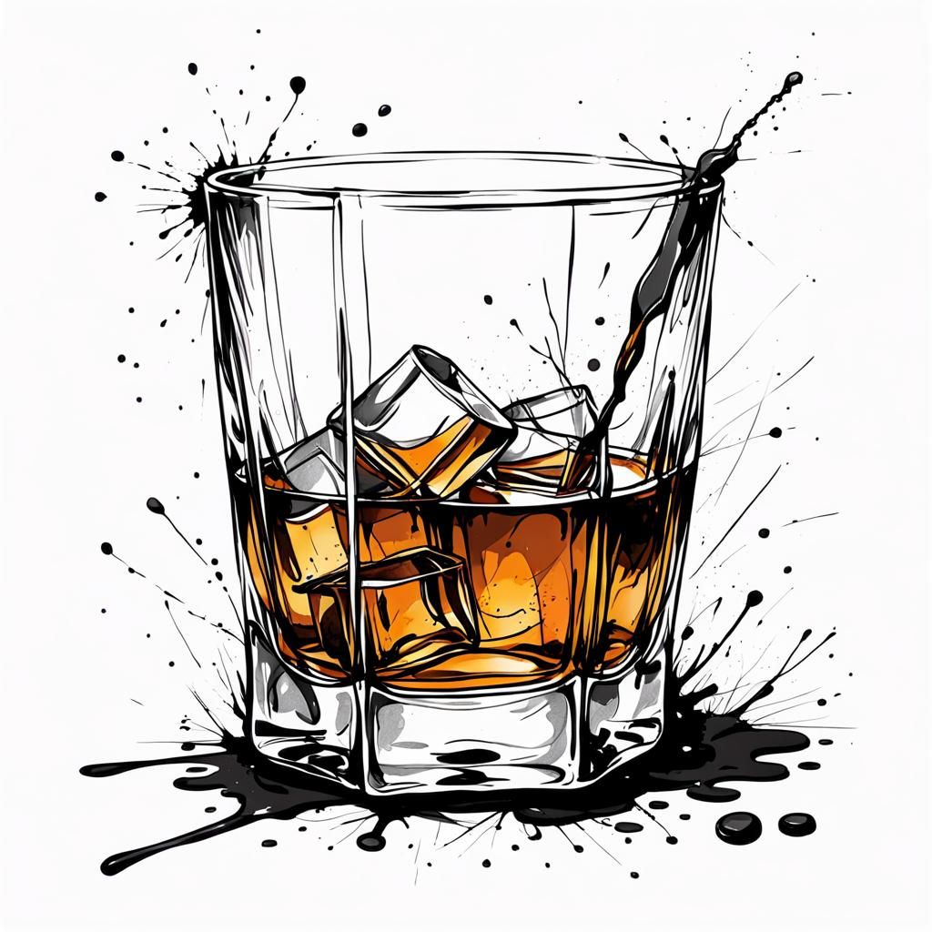 Whiskey Glass Pen and Ink Sketch