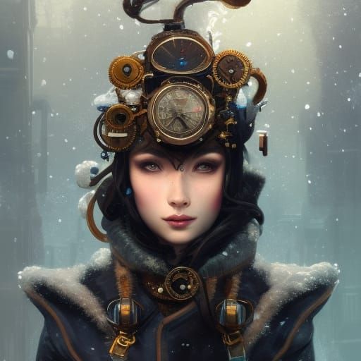 Steampunk Winter Portrait in Detailed Digital Art Style