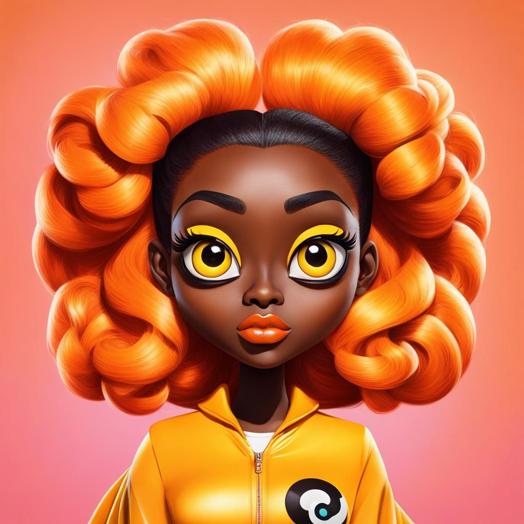 Stern Black Woman in Powerpuff Style