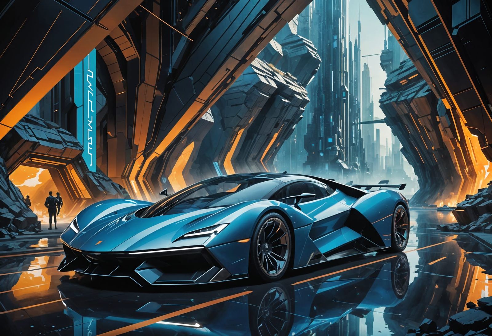 Futuristic Geode City with Flying Cars in Photorealistic 3D