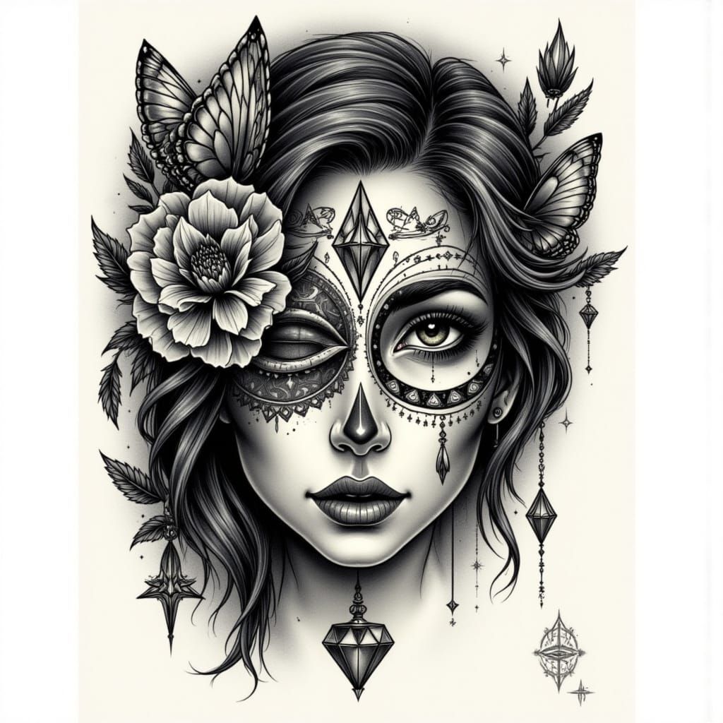 Chicano Payasa Portrait with Tattoo Details