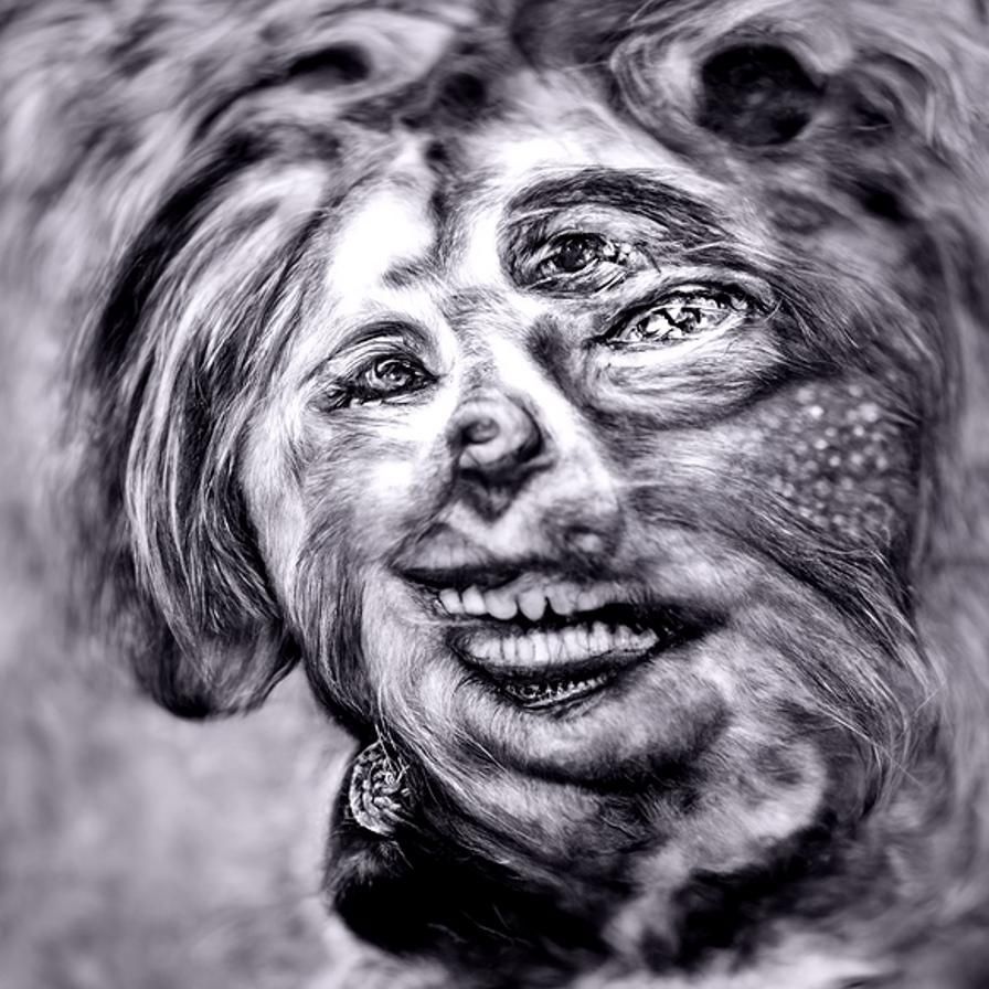 Hyperdetailed Charcoal Drawing of Hillary Clinton