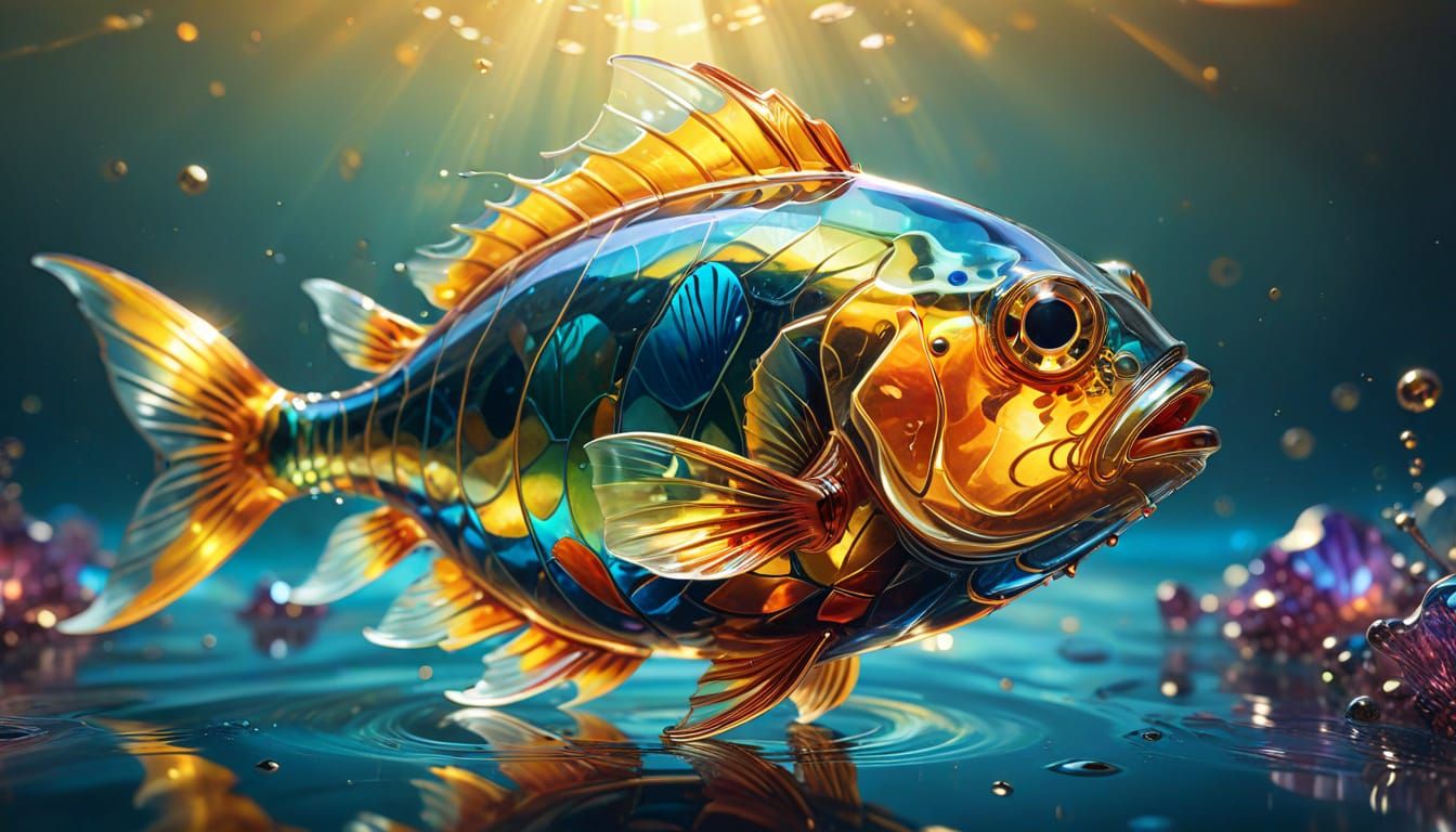Glass Fish Swimming: Abstract Fractal Art