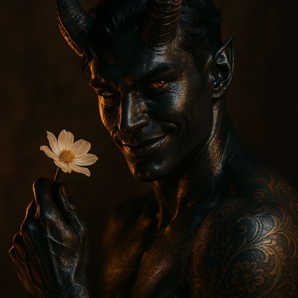 Incubus with Flower: Detailed Digital Painting