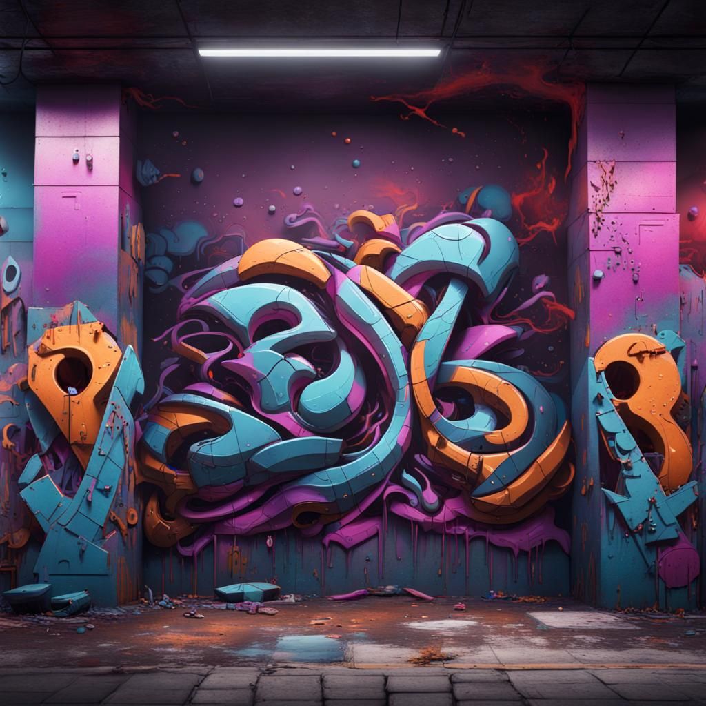 Urban Graffiti Art in Detailed Matte Painting Style