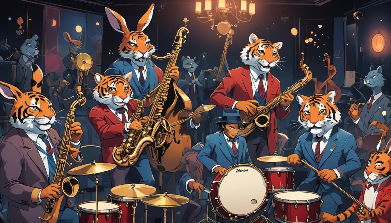 Anime-Inspired Jazz Session with Animal Musicians