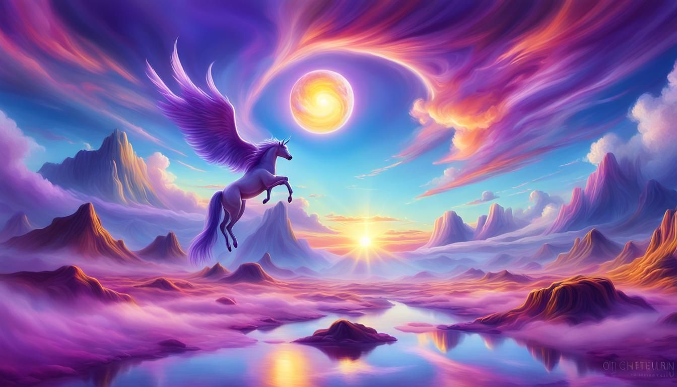 Ethereal Sunset on the Dreamy Purple Planet of the 5th Dimen...