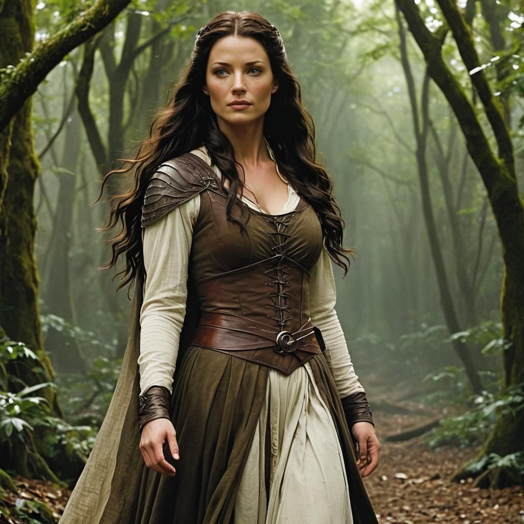 Attractive Woman in White Dress: Fantasy Concept Art