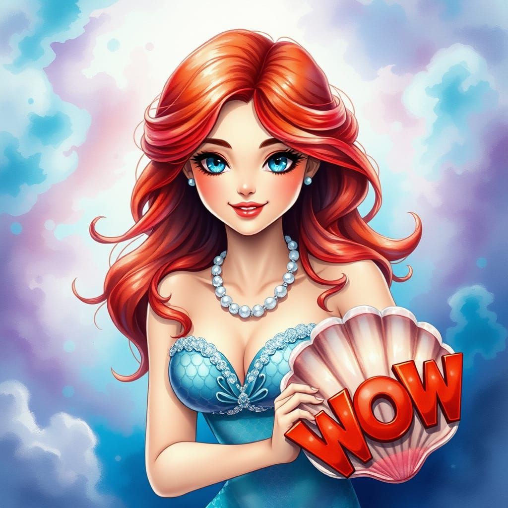 Ethereal Watercolor Mermaid in Vibrant Underwater World