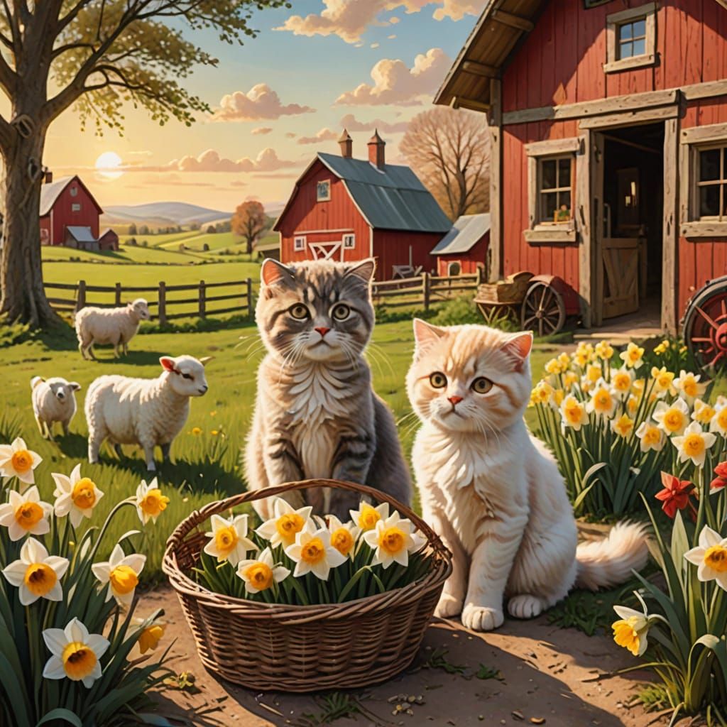 Scottish Fold Kittens Selling Goods in Countryside