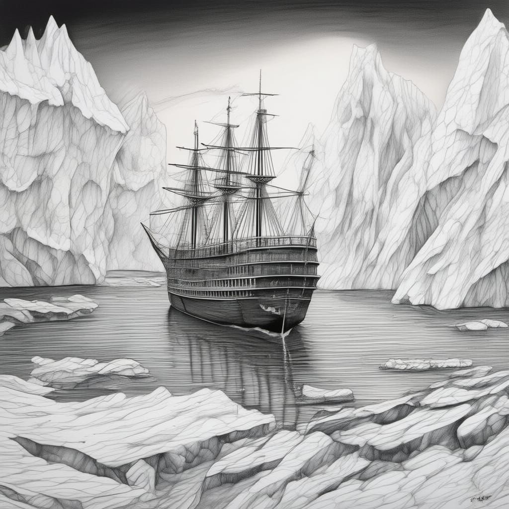 Historic Sailing Ship Trapped in Polar Ice