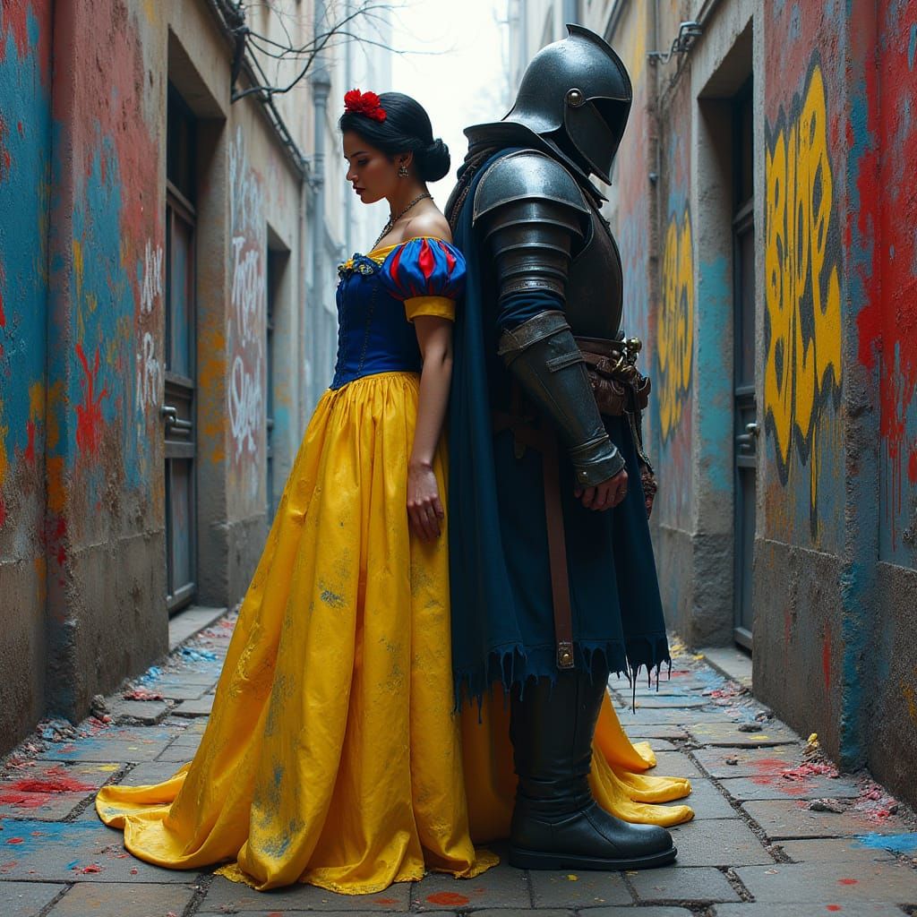 Snow White in Graffiti Alley, Banksy Style