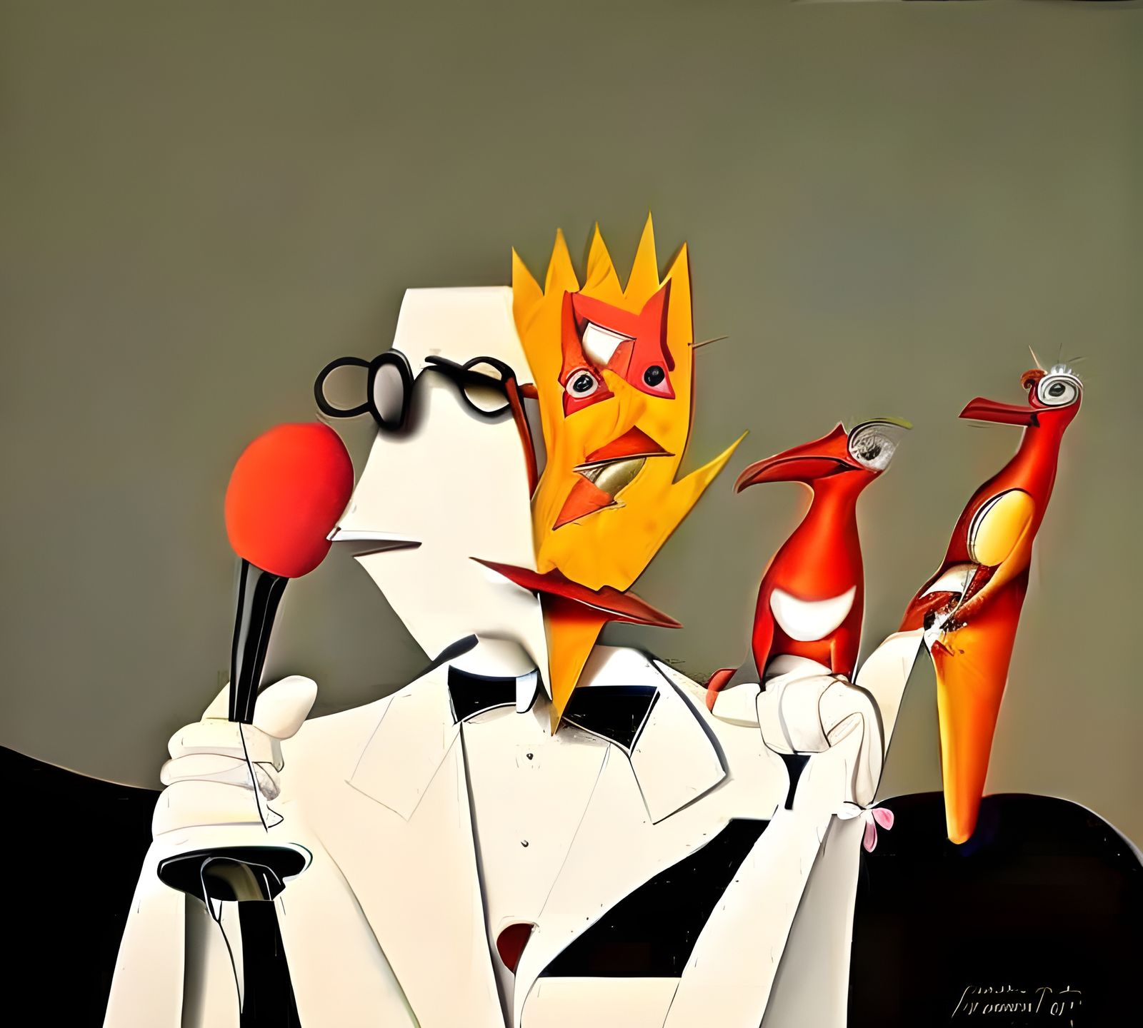 Hyperrealistic Rock Singer in Abstract Painting Style