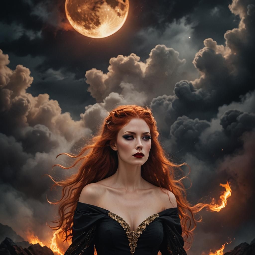 Goddess in Mystical Fire Digital Painting