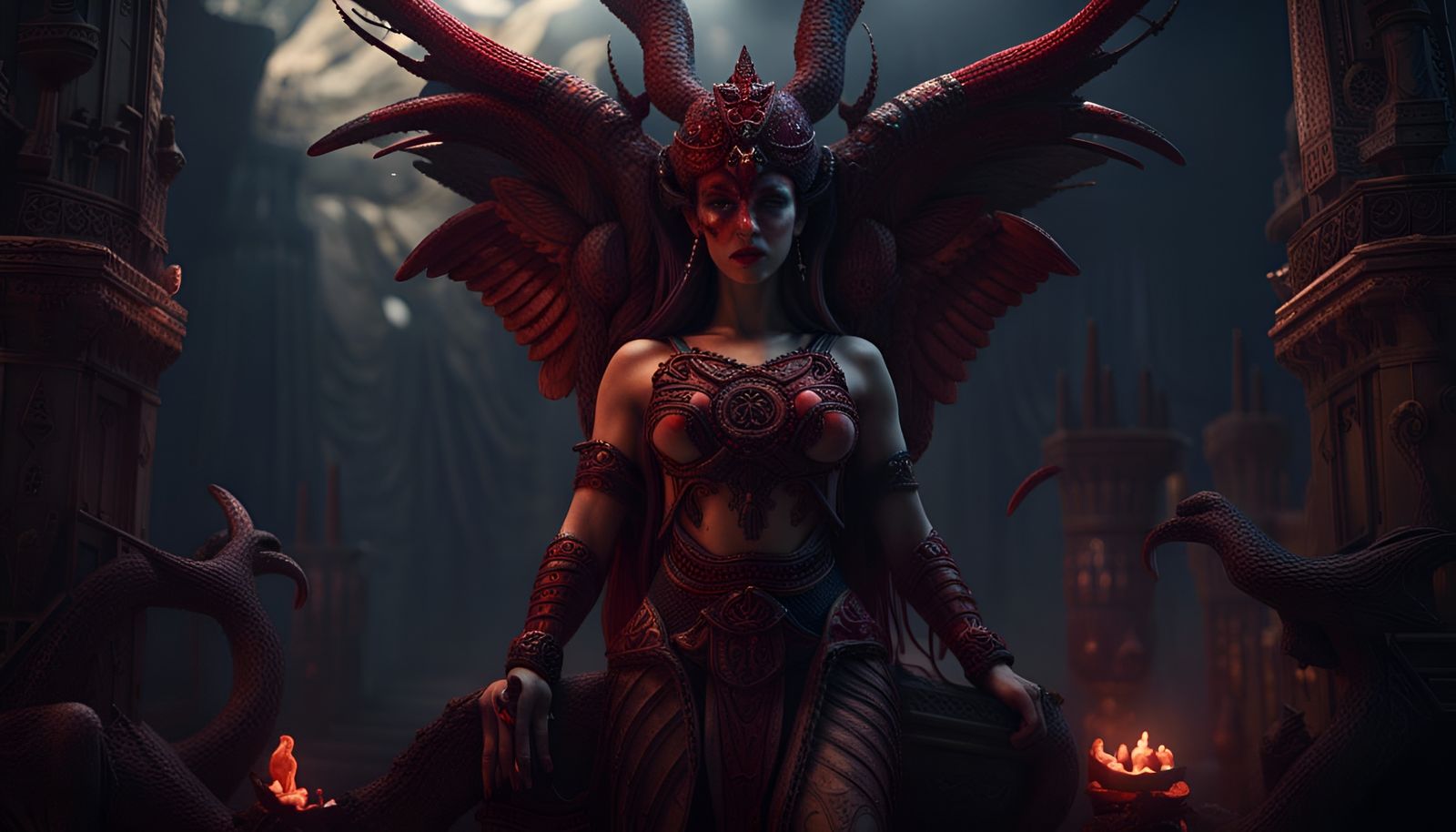 Lilith: Sumerian She-Demon in Matte Painting Style