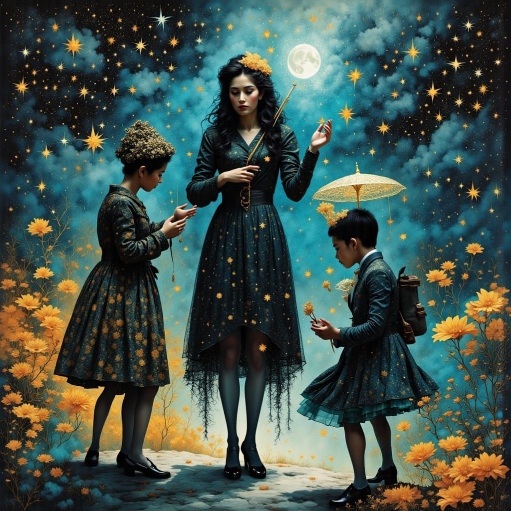 Surreal Conductor Orchestrates Fate in Whimsical Realm