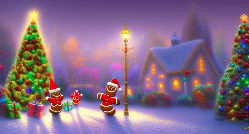 Gingerbread Men Dance in a Christmas Fantasy