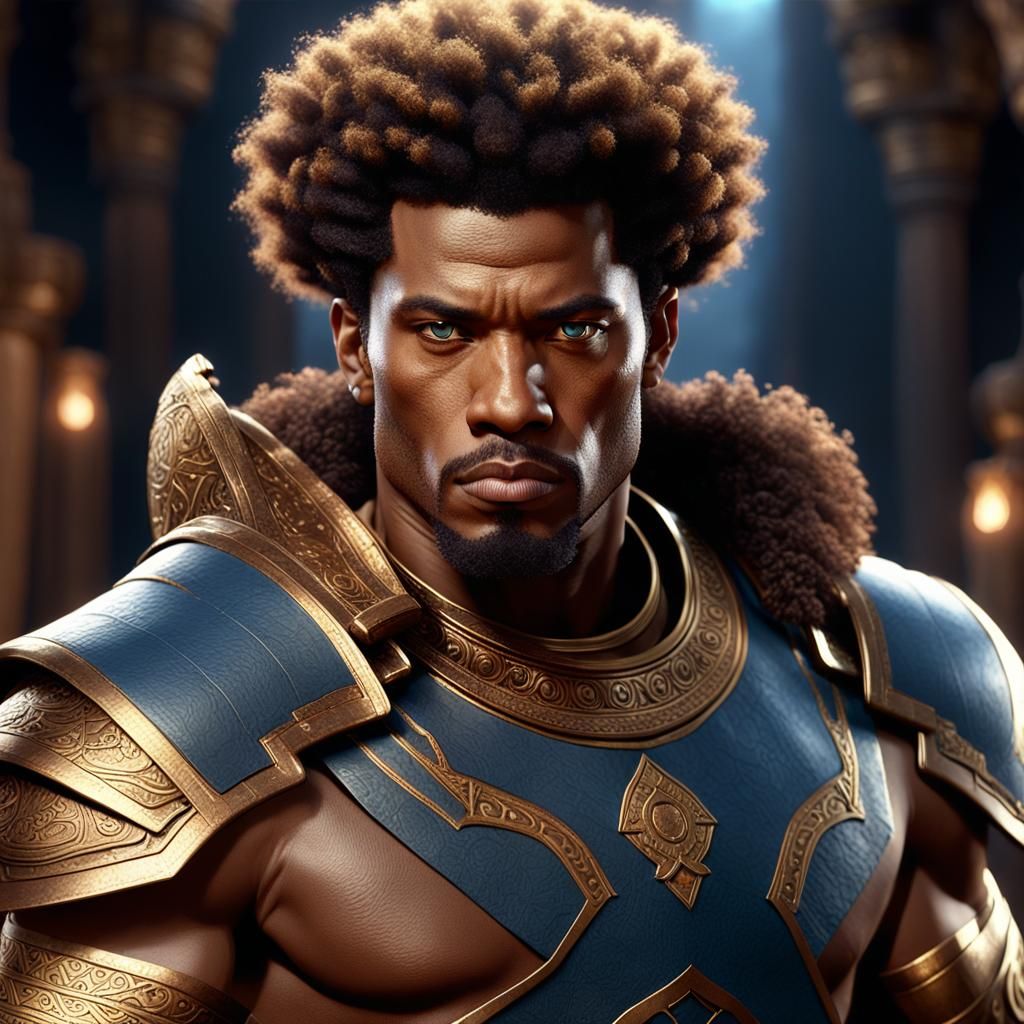 Bi-Racial Warrior in Armor, Fantasy Concept Art