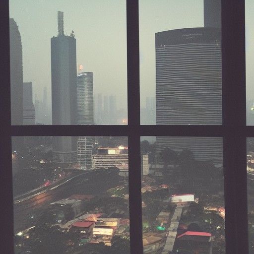 Jakarta City Skyline in Film Noir Style