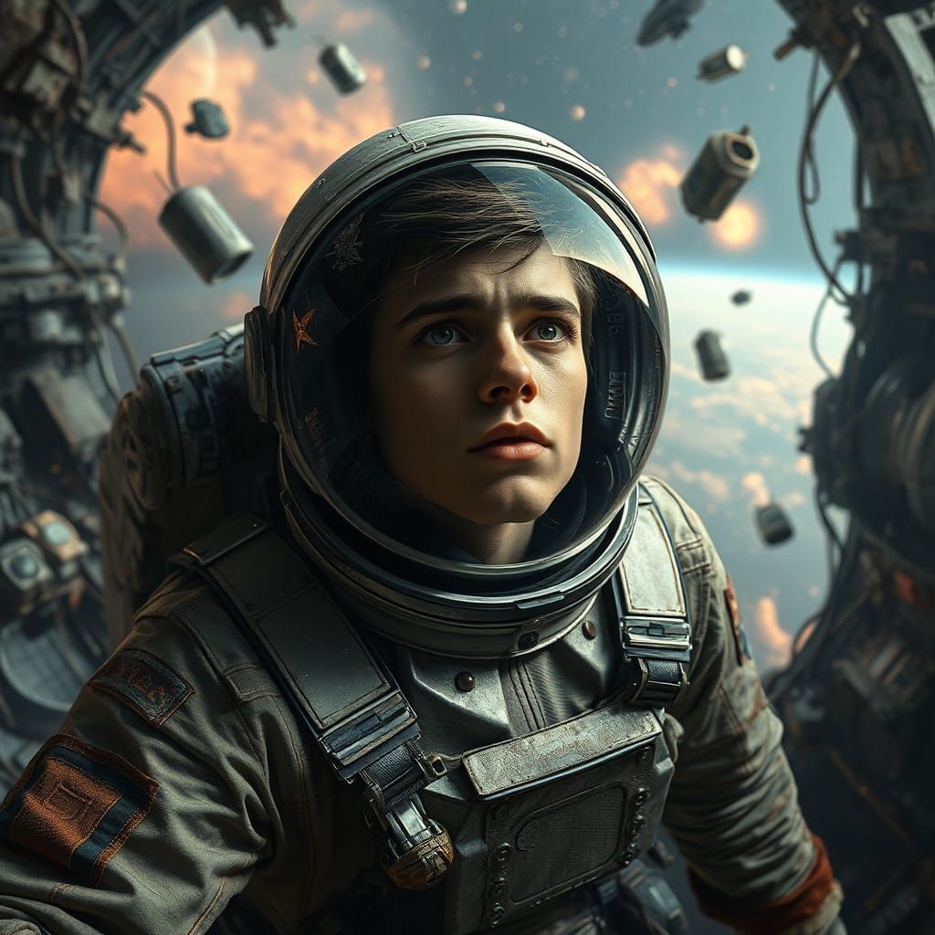 Astronaut Contemplates Cosmic Secrets in a Haunting, Hyperre...