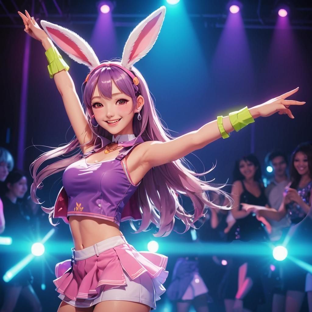 Girl with Bunny Ears Dancing in Club, Concept Art