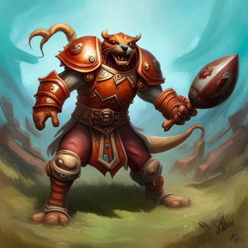 Hyperrealistic Hellhound Bloodbowl Player in Splash Art Styl...