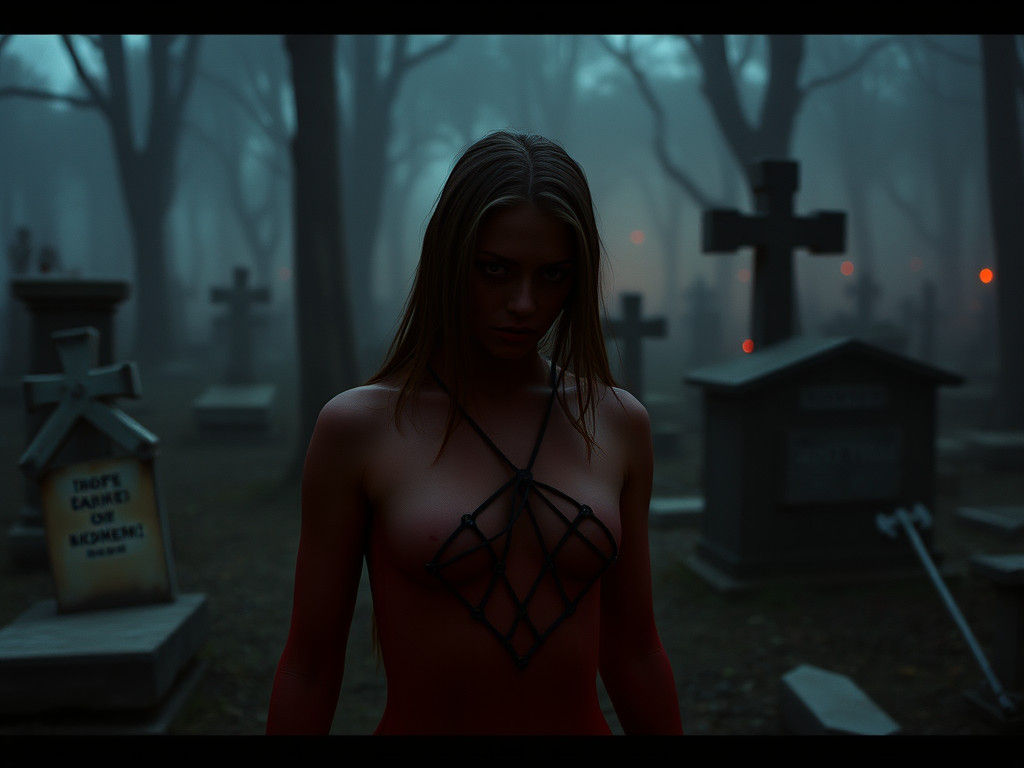 Skarlet in Graveyard: Cinematic Film Still