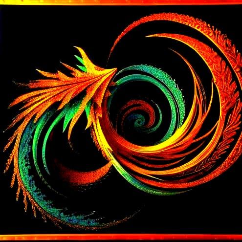 Abstract Fractal Calligraphy in Surrealist Oil Painting