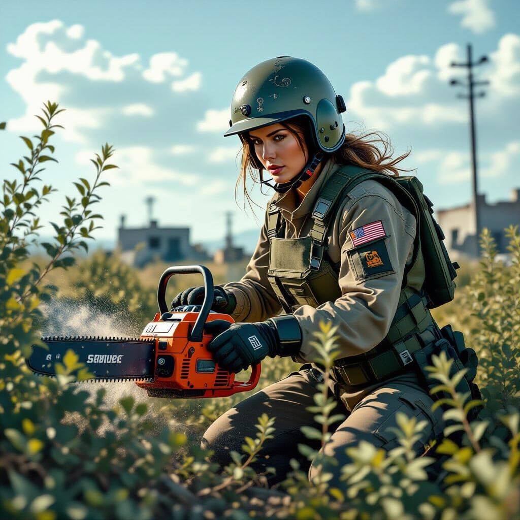 Shrubbery in a  Chain Saw War