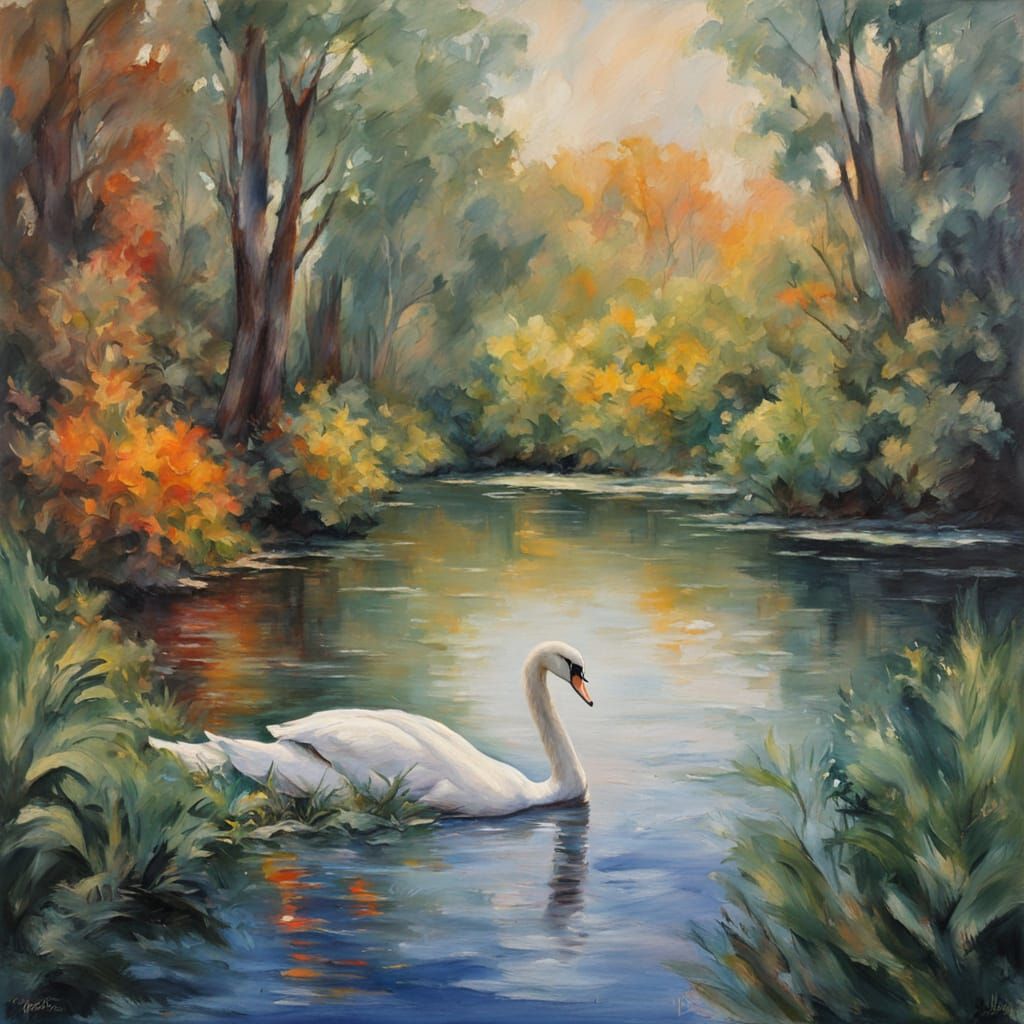 Serene River Landscape in Hyperrealistic Charcoal Drawing St...