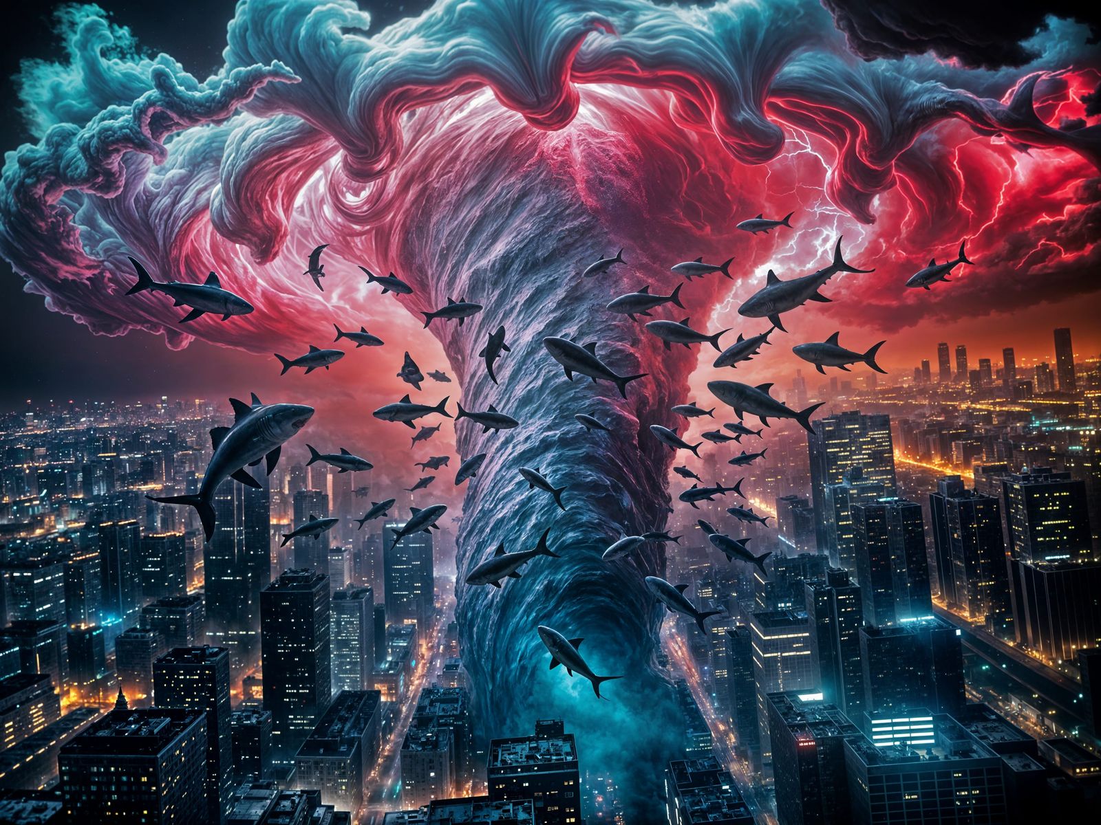 Sharknado Scene: Intense Tornado Over Los Angeles