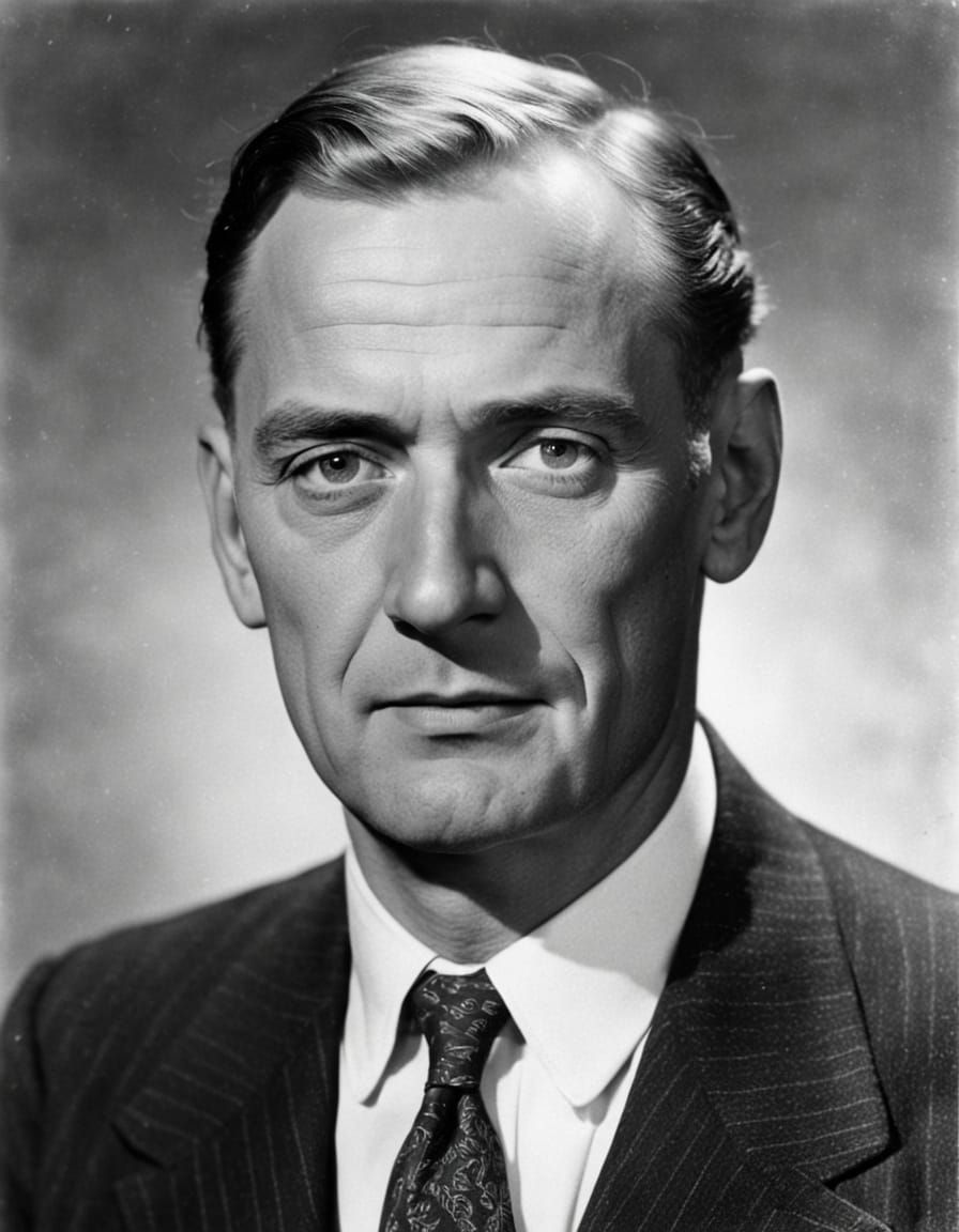 German Man in Suit with Cold, Sinister Expression