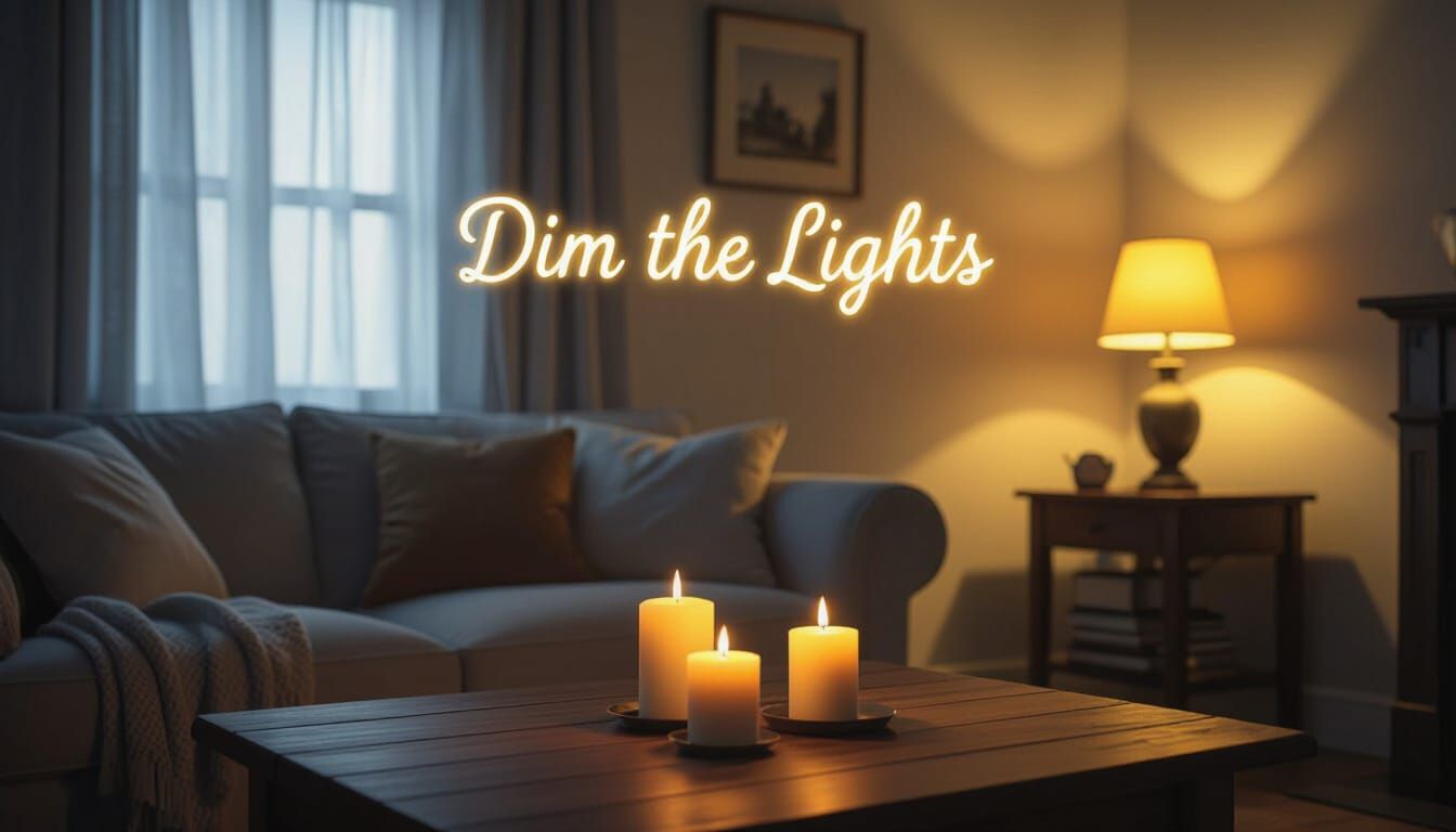 Cozy Living Room with Candles in Photorealistic Style