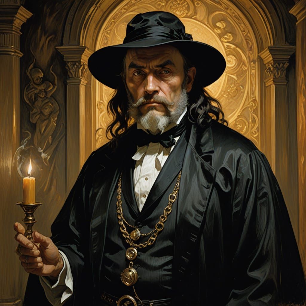 Necromancer Mana Summoning: Baroque Oil Painting