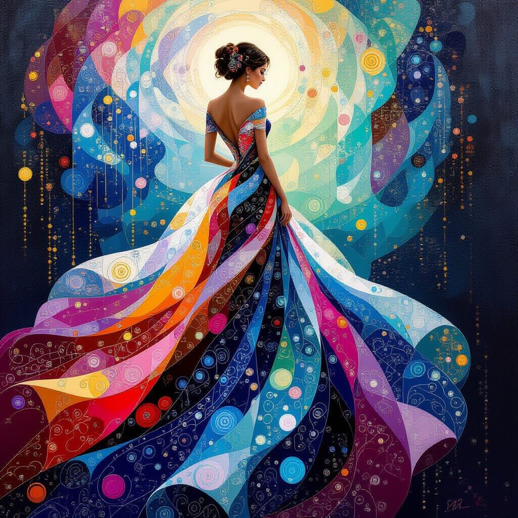 Digital Surrealist Dress of Zeros and Ones