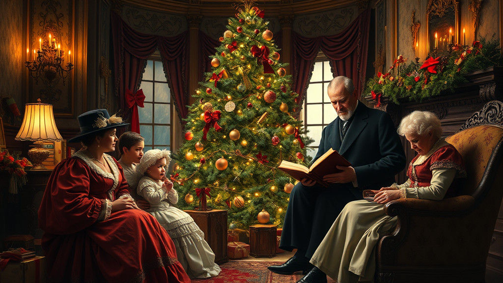 Victorian Family Christmas Celebration in Period Style