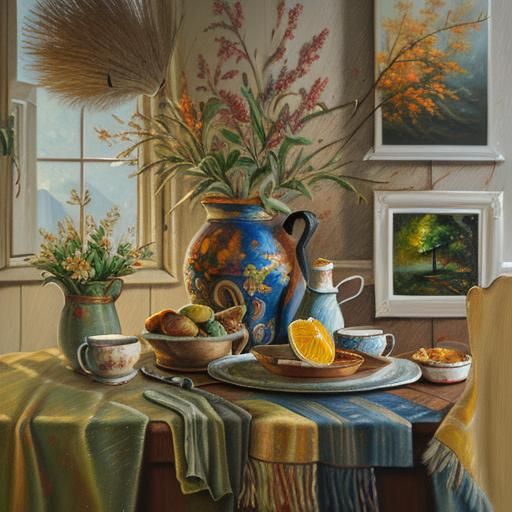 Photorealistic Still Life in Digital Oil Painting Style