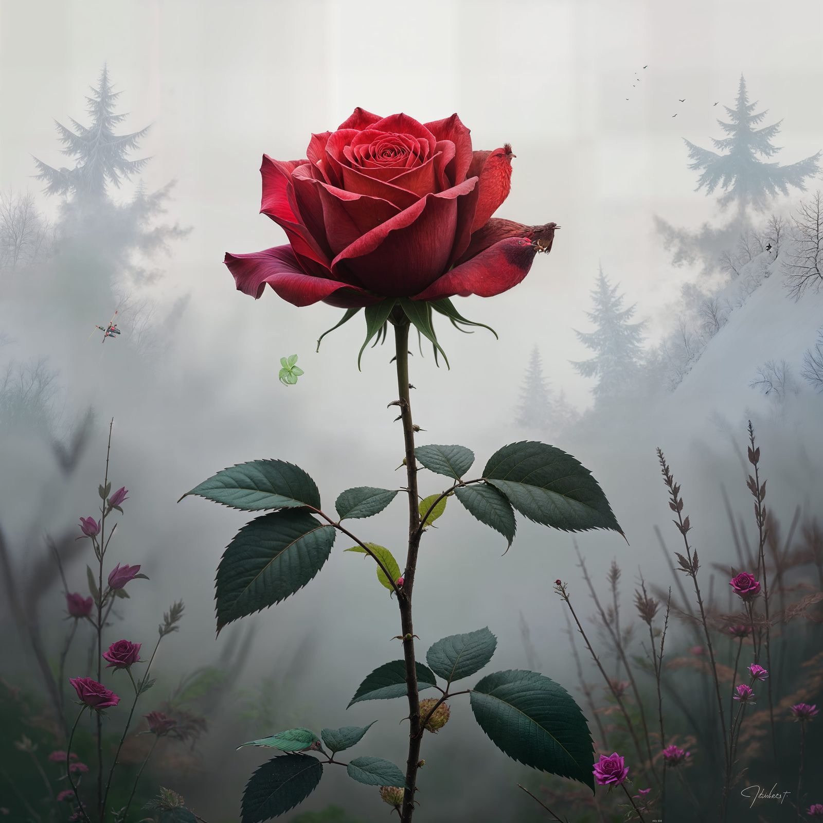 Solitary Rose: Dark Beauty in Decay