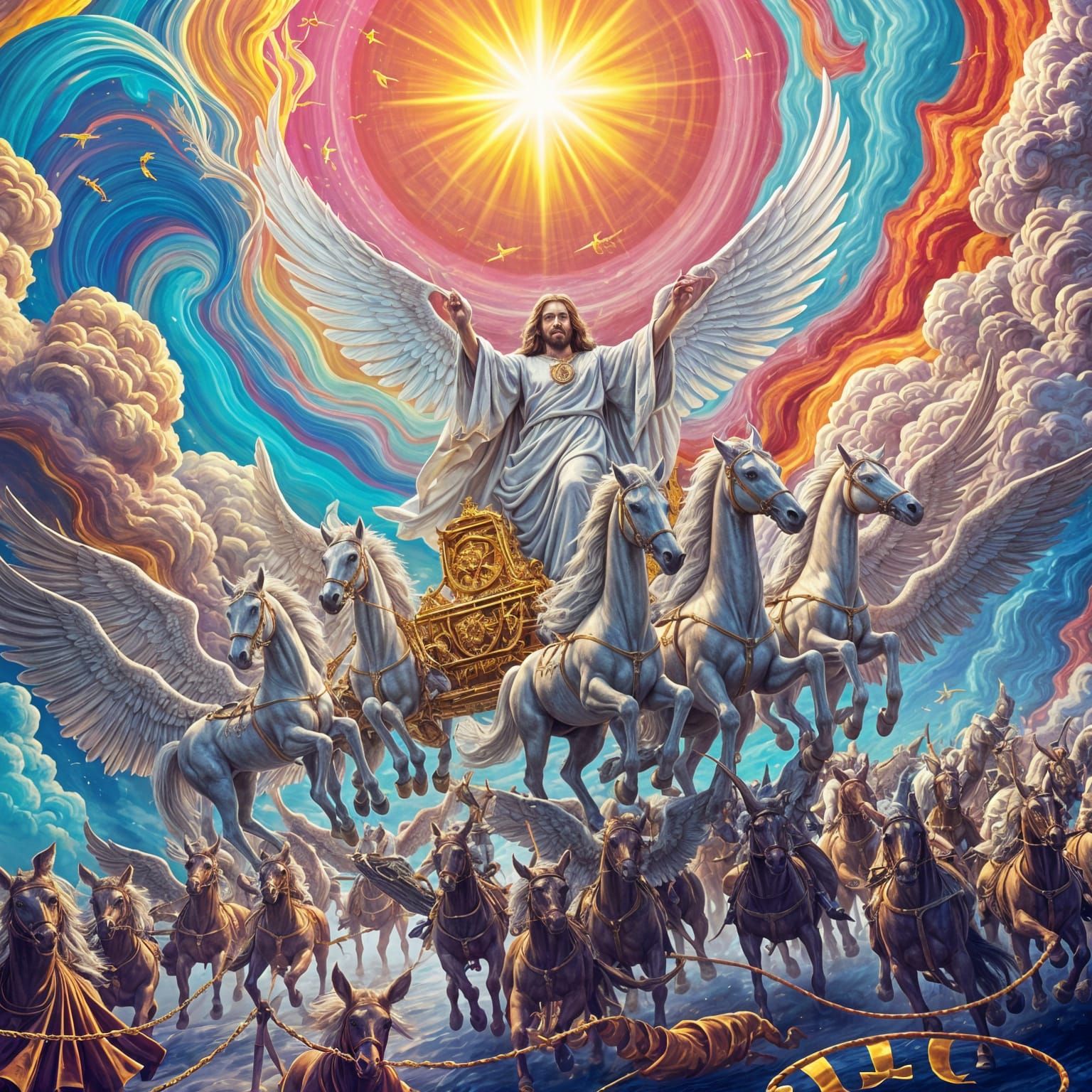 Christ's Descent: Surreal 3D Expressionist Rendering