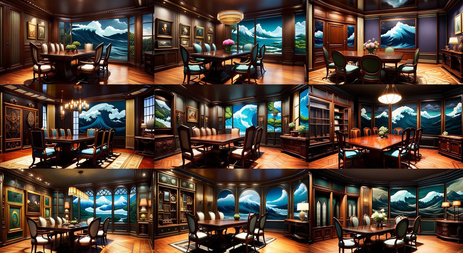 Anime Dining Room with Water Theme in Deep Color
