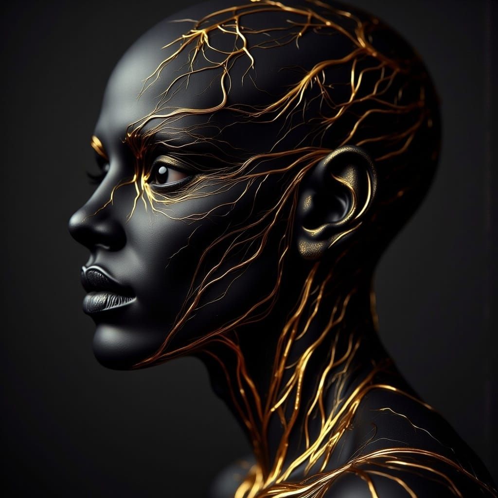 Eternal Love in Noir Style with Golden Accents