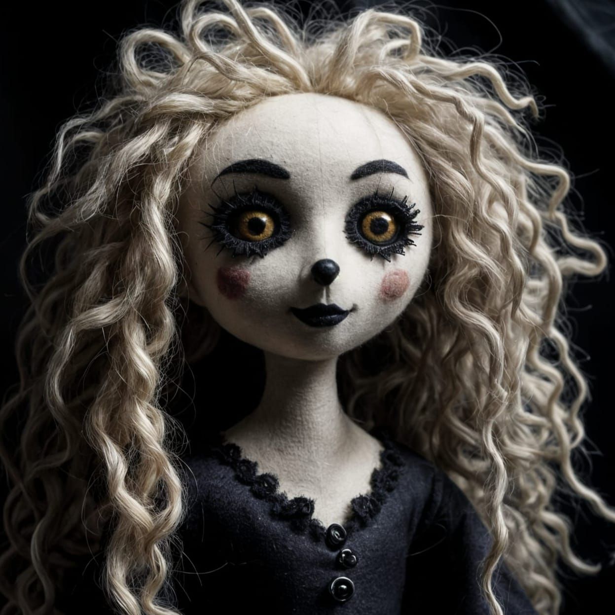 Soulful Felted Puppet in Film Noir Style