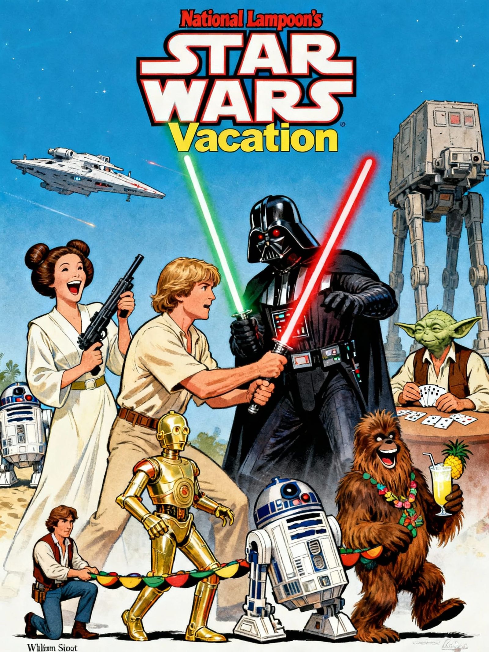Star Wars Vacation Movie Poster in Comic Comedy Style