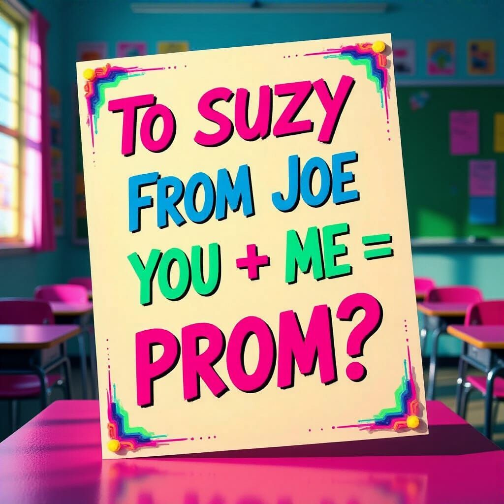Prom Proposal Note in Hyperrealistic Style