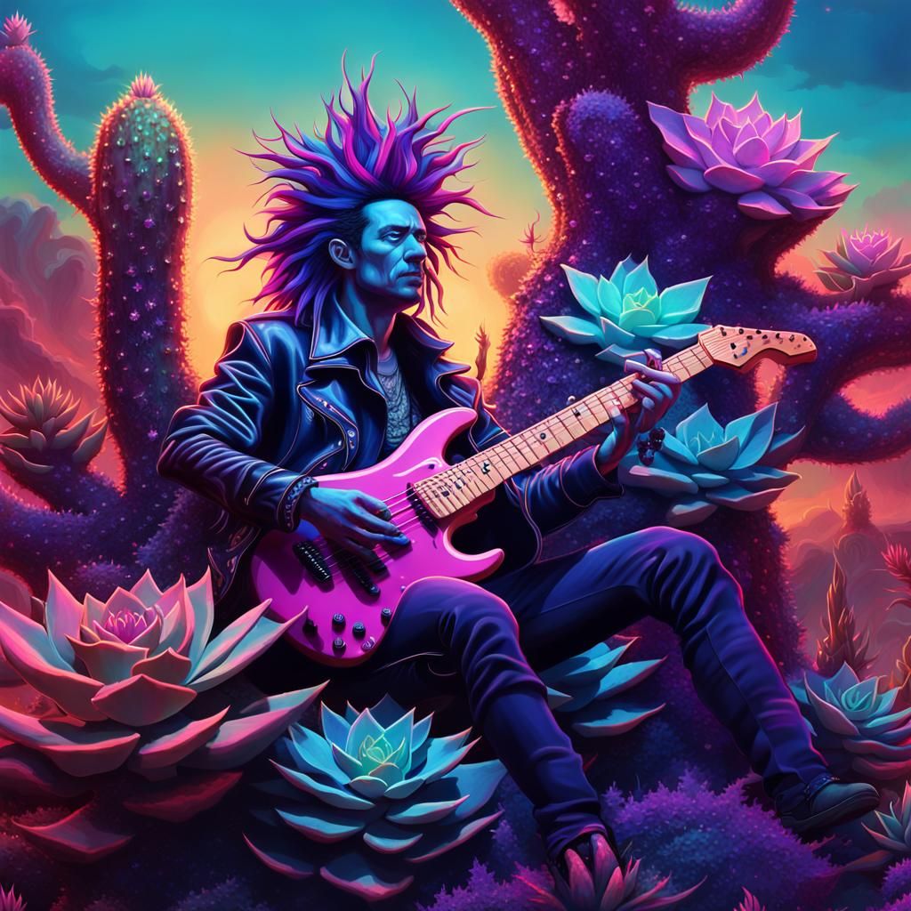 Dryad Punk Rocker on Succulent, Fantasy Art