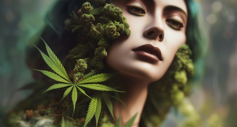 Detailed Cannabis Woman Fantasy Art